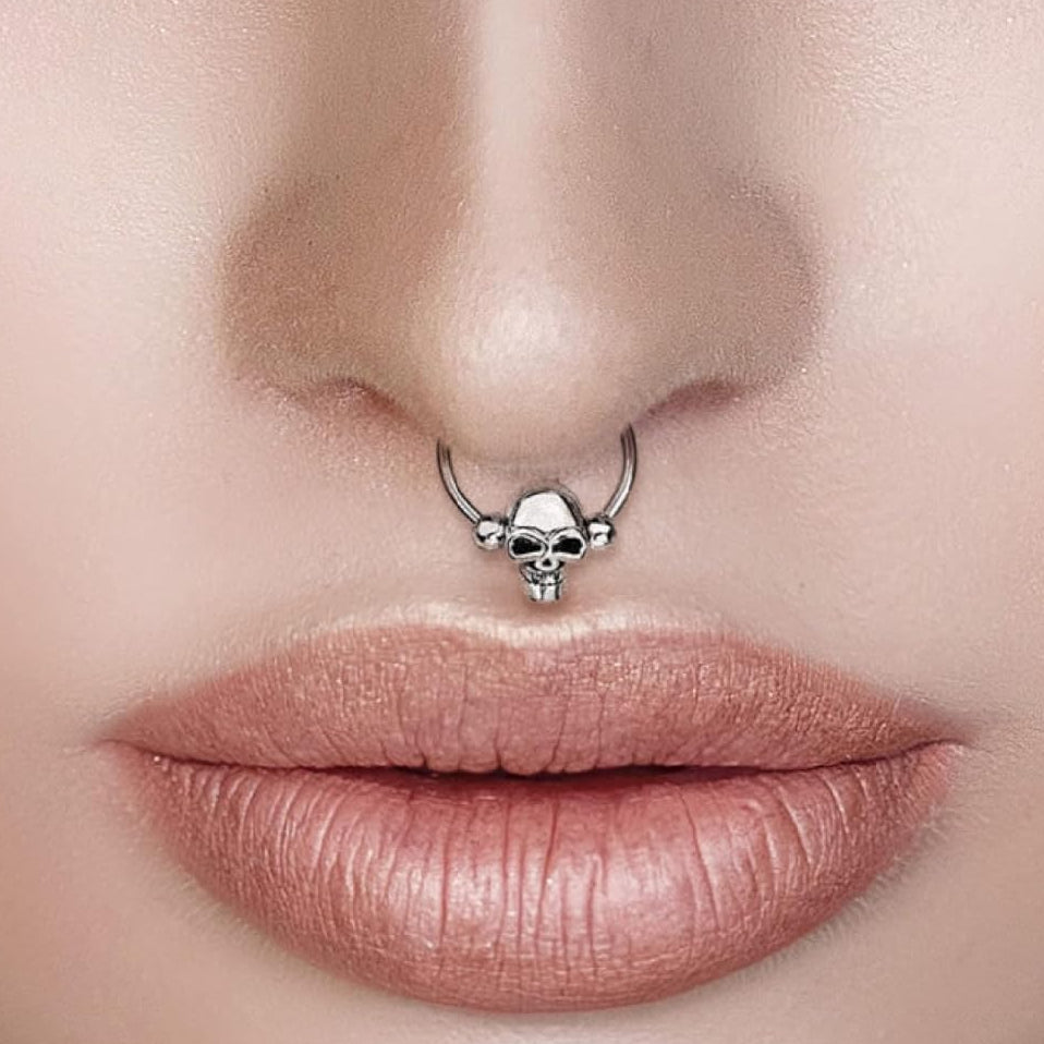 316L Surgical Steel Skull Captive Bead Ring Hoops - WISHINGTHING