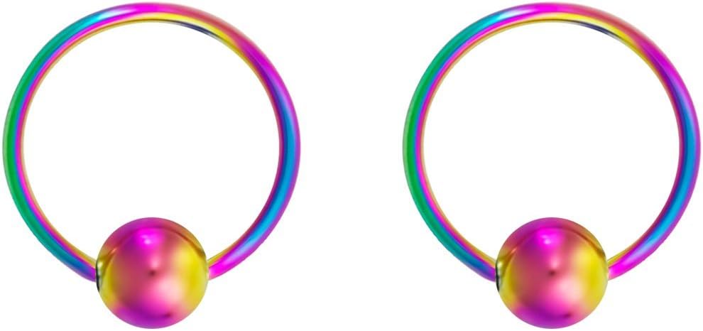 316L Surgical Steel Captive Bead Piercing Hoop (Pair) - WISHINGTHING