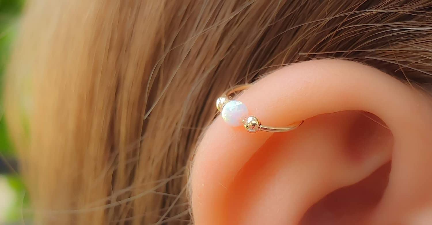 14K Gold Cartilage Helix Earring - WISHINGTHING