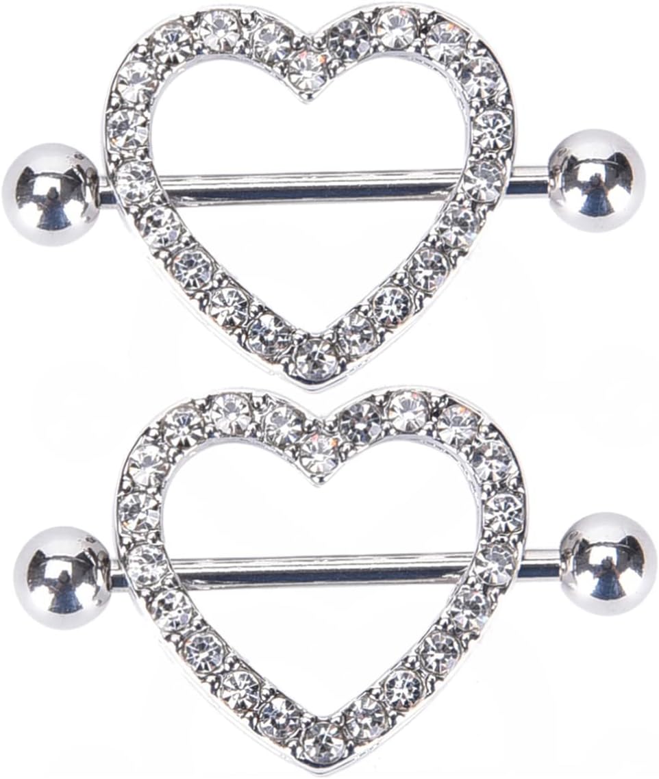 316L Stainless Steel Heart Nipple Rings - WISHINGTHING