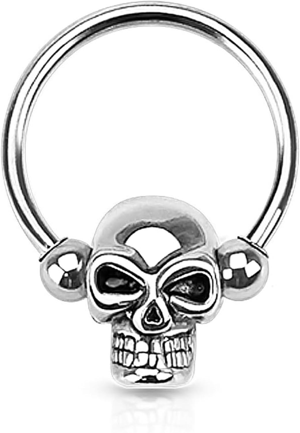 316L Surgical Steel Skull Captive Bead Ring Hoops - WISHINGTHING