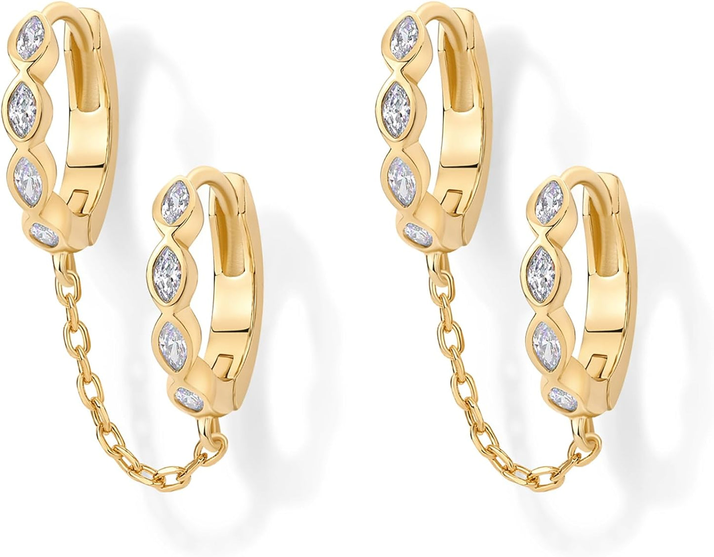 14K Gold Chain Earrings - WISHINGTHING