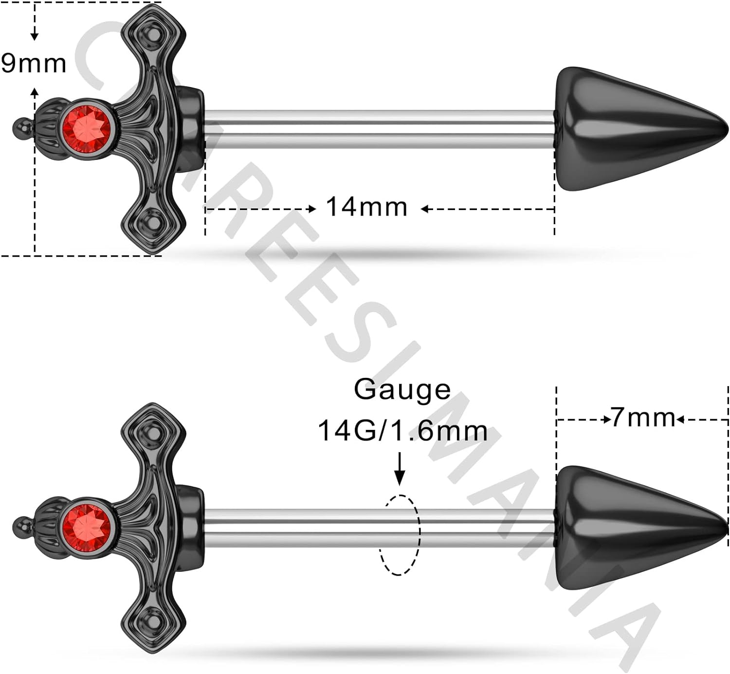 316L Surgical Steel Goth Nipple Rings - WISHINGTHING