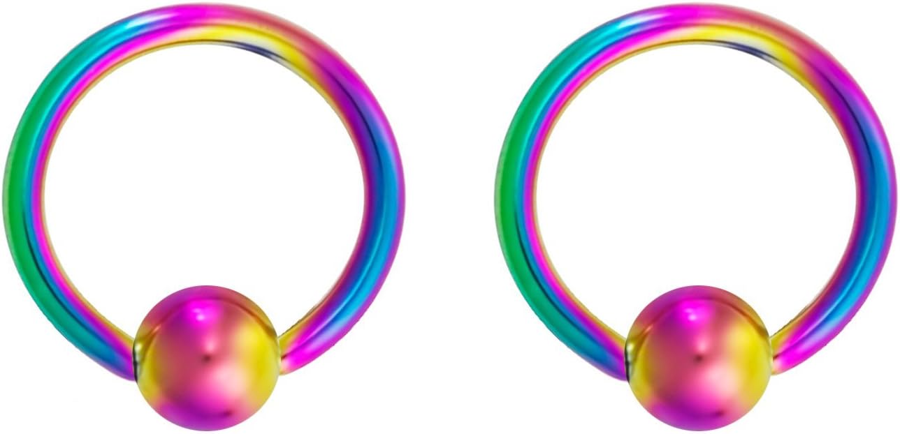 316L Surgical Steel Captive Bead Piercing Hoop (Pair) - WISHINGTHING