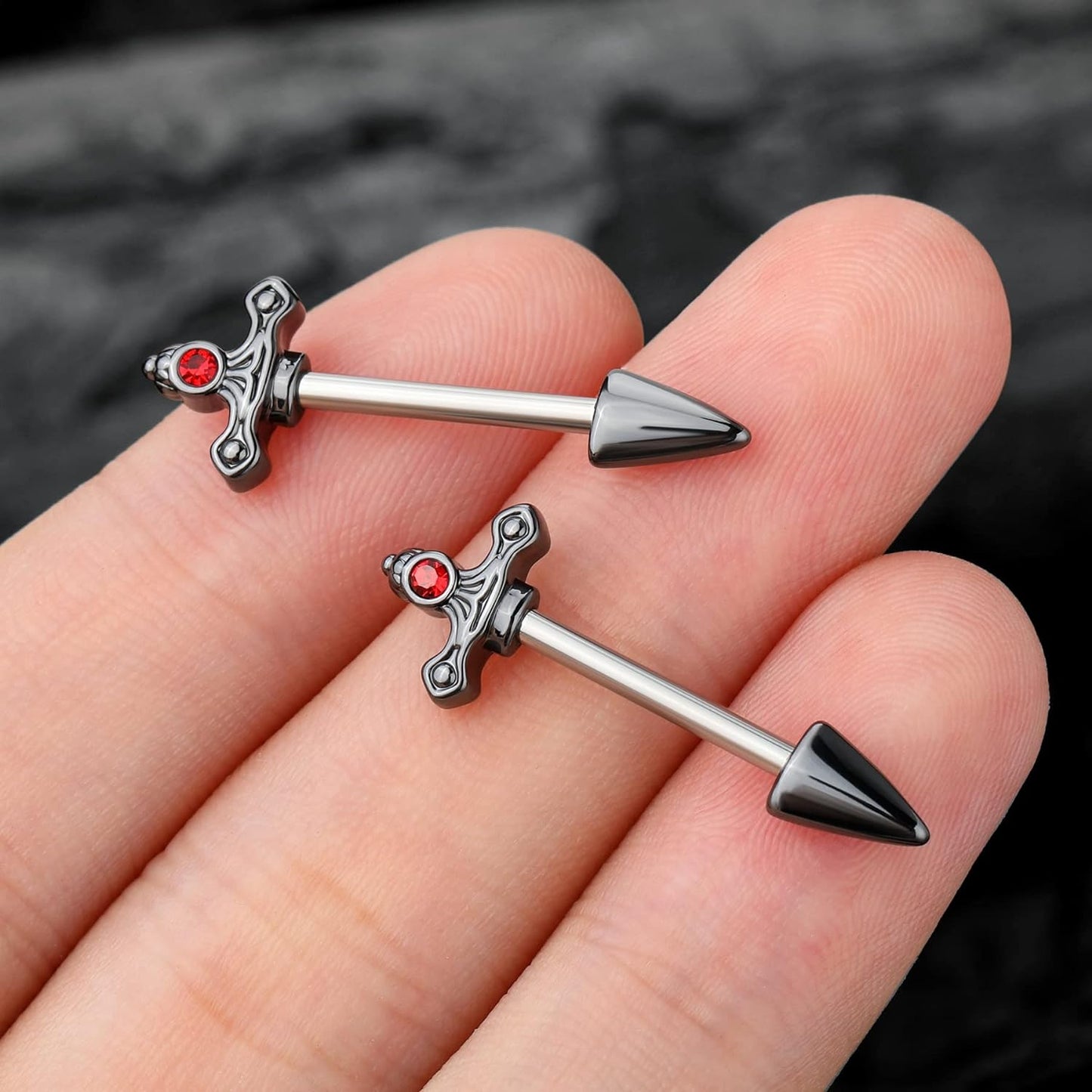 316L Surgical Steel Goth Nipple Rings - WISHINGTHING