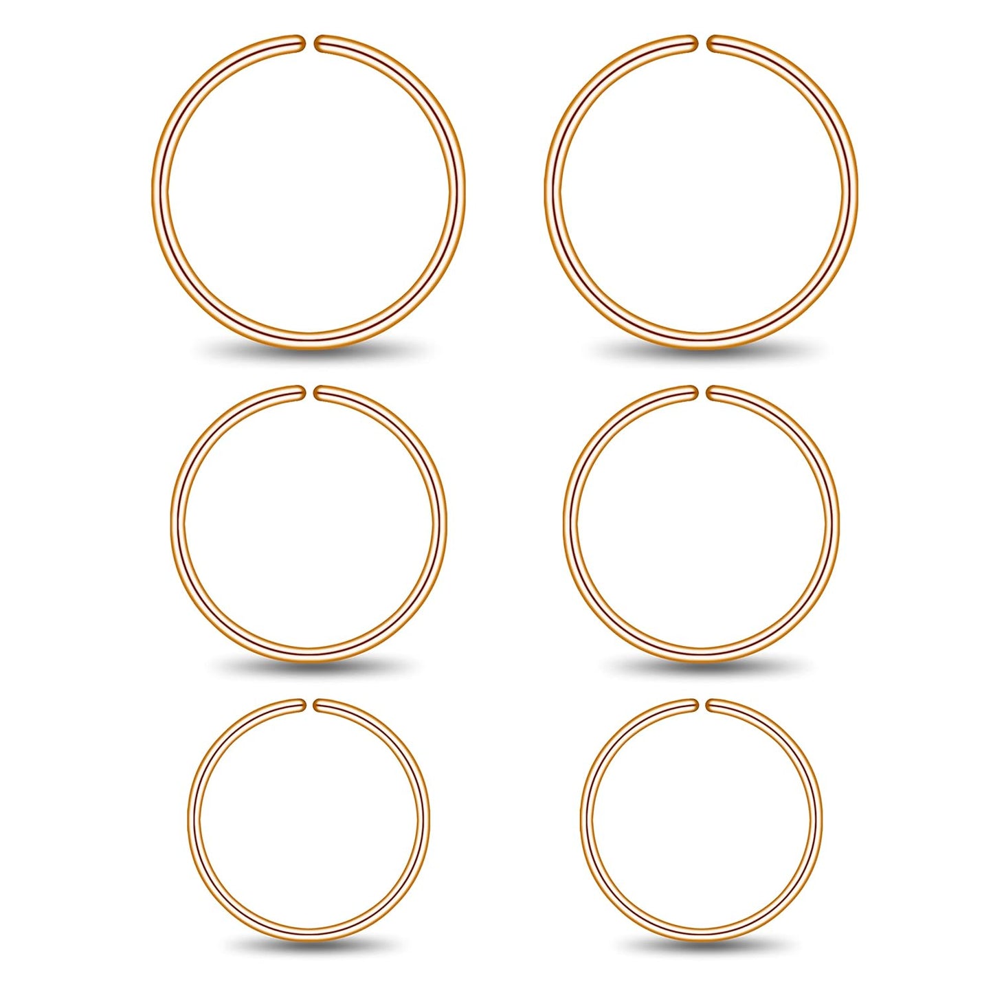 3 Pairs 14k Gold Plated Sterling Silver Small Hoop Earrings Set. 6mm 7mm 8mm - WISHINGTHING