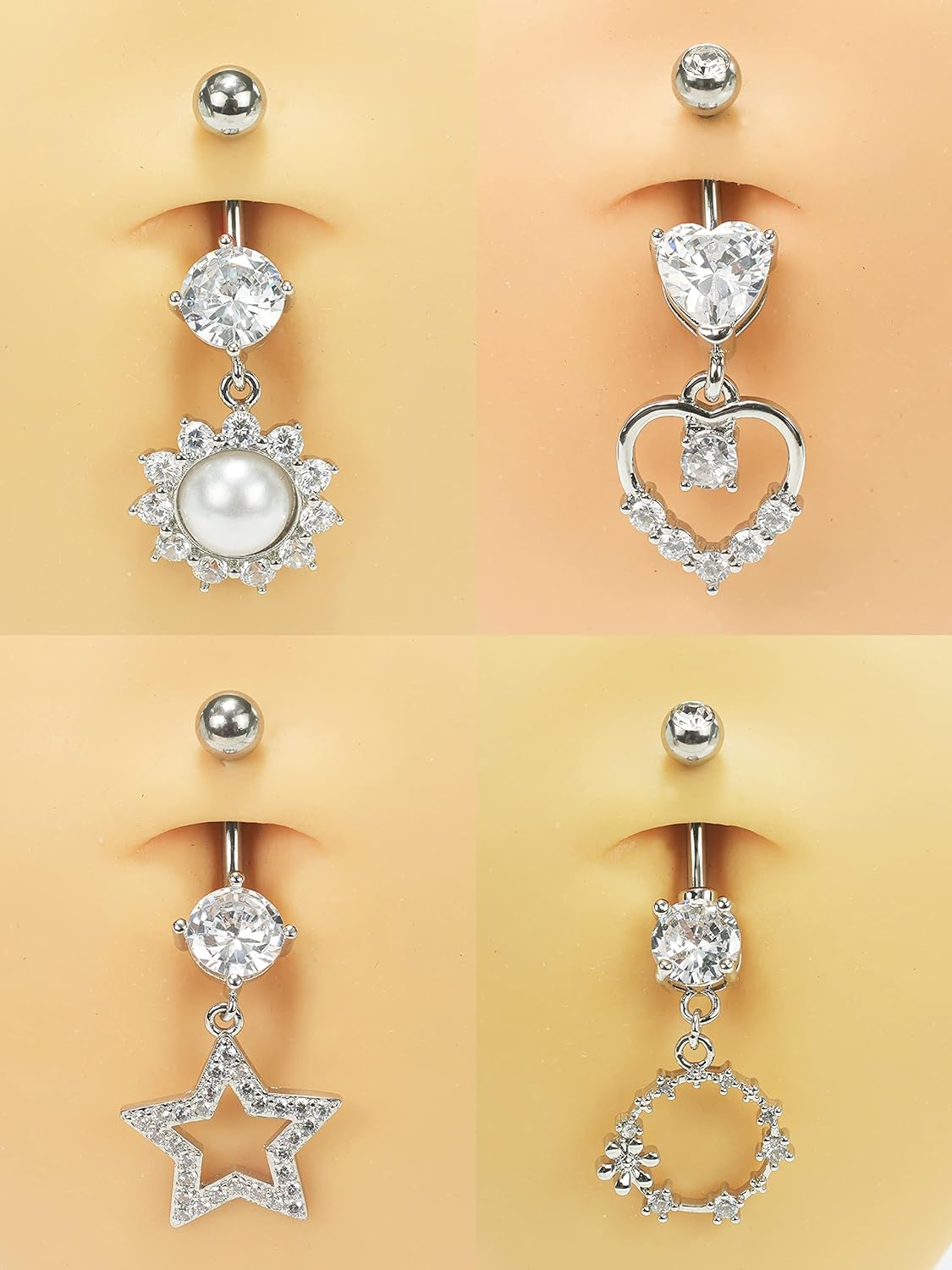 316L Surgical Steel Belly Button Rings Round - WISHINGTHING