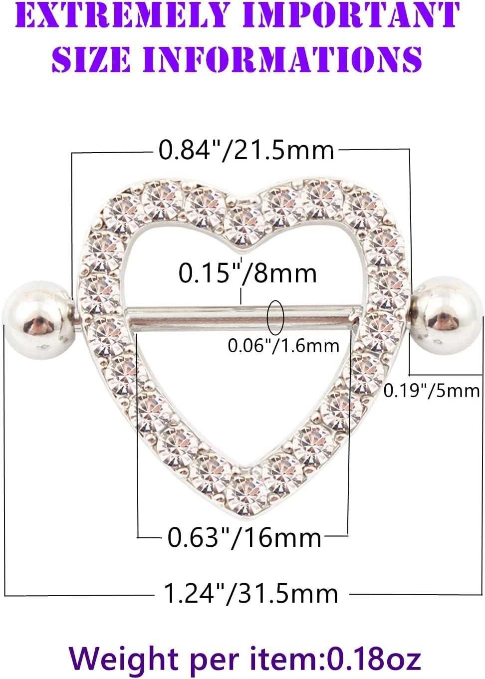 316L Stainless Steel Heart Nipple Rings - WISHINGTHING